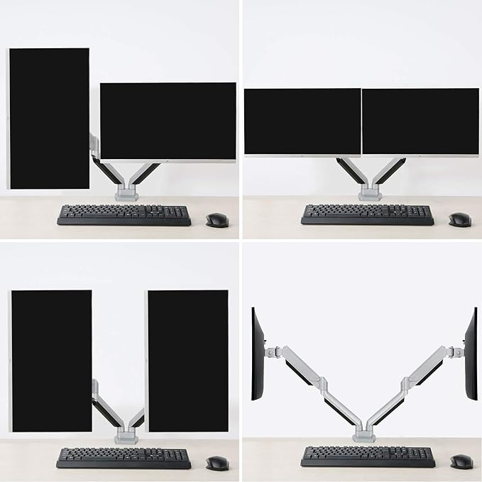 MOUNTUP Dual Monitor Desk Mount, Die-Cast Aluminum Fully Adjustable Double Monitor Arm with Gas Spring, Computer Monitor Stand Fits 2 Screen 17 to 32 inch - Each Arm Holds 3.3-17.6LBS, MU0024