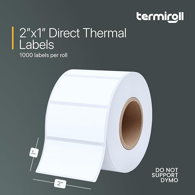 2"x1" Direct Thermal Label Stickers for Shipping, Barcode & Address Use, 1000 Labels/Roll, Compatible with Rollo, Zebra, iDPRT, Munbyn & More, Strong Adhesive, BPA-Free, for Small and Medium Business