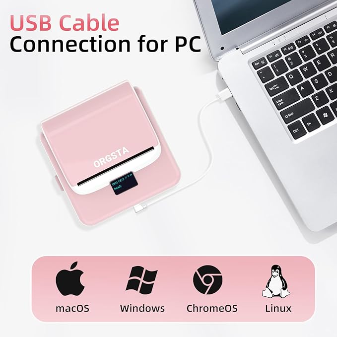 ORGSTA Label Maker Machine with Tape, T003 Thermal Label Maker, 2 Inch Bluetooth Label Printer Compatible with Phone & PC, Sticker Printer Barcode Thermal Maker for Small Business, Home, School