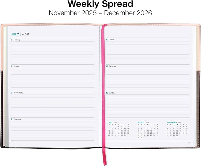 2026 Planner Calendar, 8"x10" : Includes 14 Months (November 2025 - December 2026) / 2026 Weekly Planner/Weekly Agenda/Monthly Calendar Organizer (Pink/Black)