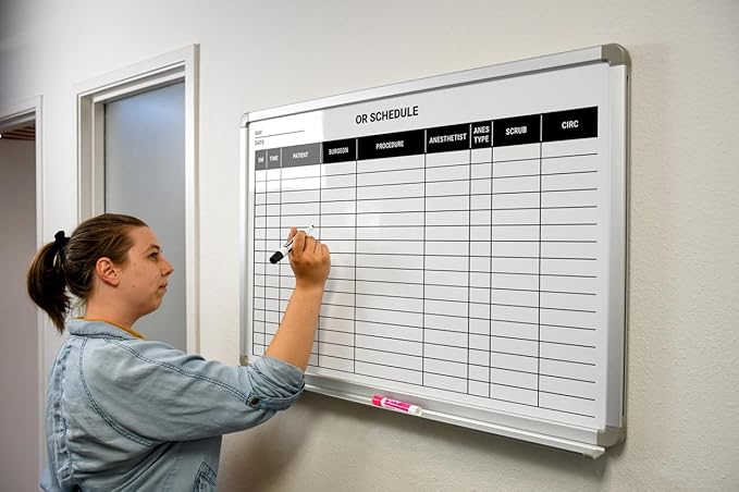 OR Schedule Dry-Erase Hospital Whiteboard (Version 2) 60" x 40"