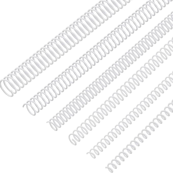 Leinuosen 120 Pack Plastic Spiral Binding Coils Kit Spirals Multi Size Coils for Binding Binder Combs Spines(1/4 5/16 3/8 1/2 5/8 3/4 Inch,White)