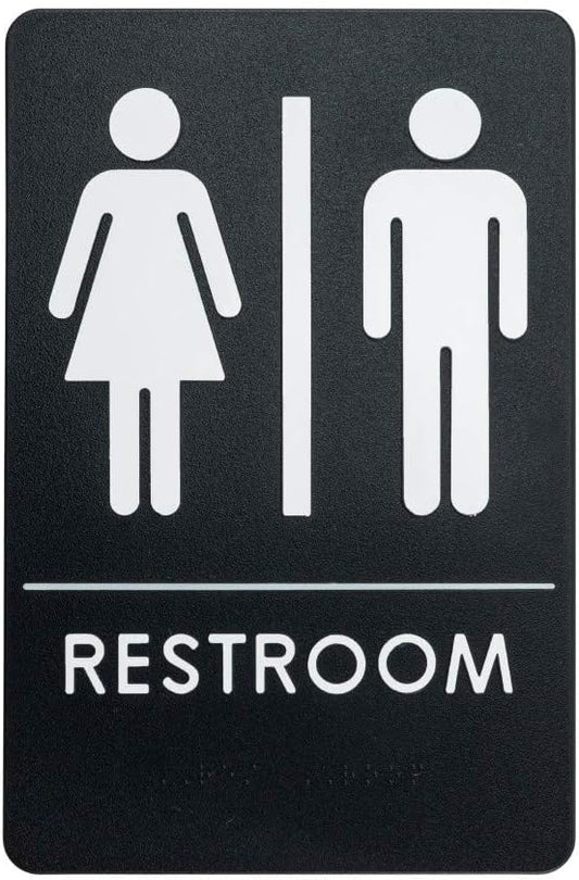 Rock Ridge Unisex Restroom Sign ADA-Compliant Bathroom Door Sign, Office Business Restaurant, Made in USA, Pack of 12