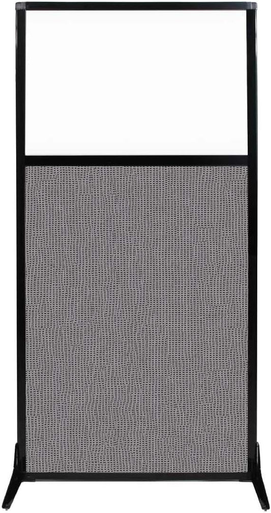 Versare Workstation Partition | Portable Wall Divider | Modern Office Cubicle | Free Standing Privacy Screen | Flexible Work Space | 33" x 70" W/Window, Slate Fabric Panels