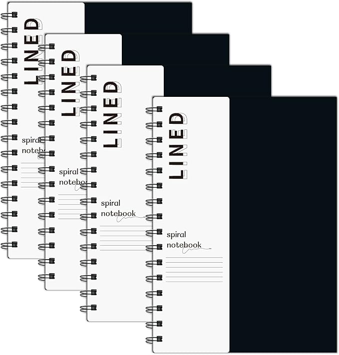 Lined Notebook Spiral Notebook 8.5" x 5.7"-4 Pack A5 Lined Notebook 7mm College Ruled Hardcover Notebook 120 Pages 100 GSM Thick Paper Notebook Hardcover Journal for School, Office,Study and Notes