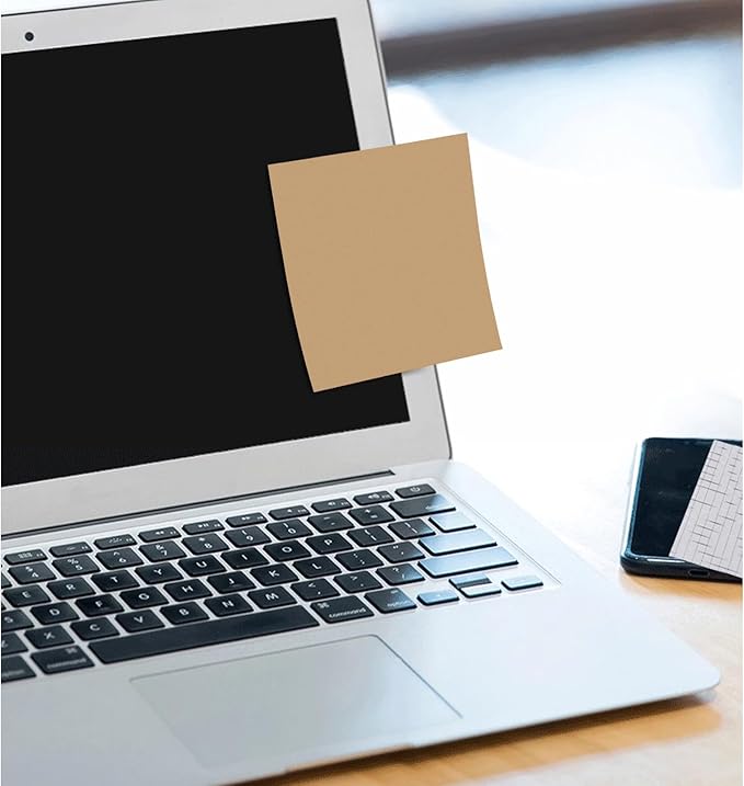 NatureTouch Sticky Notes 6 Packs, 3 x 3 Inches Adhesive Self-Stick Notes in Eye Protection Paper, Multiple Designs of Memo Pads for Reminders, Office, Home, School, Meeting, 80 Sheets/Pad，Kraft，Blank