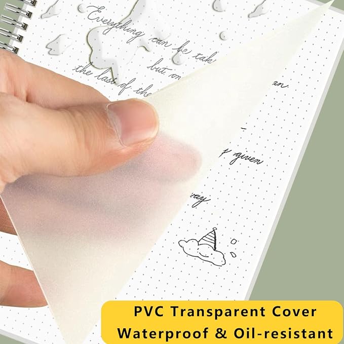 Bullet Journal Dotted Spiral Notebooks with 120 GSM Thick Paper, Elastic Band and Waterproof Cover, Total 480 Pages, 5.7''×8.3'' Medium Size Dot Paper Note Book for Work School (3 Pack, A5)