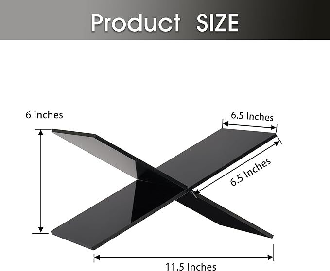 Large Clear Acrylic Book Stand - Perfect for Displaying Open Books on Your Coffee Table - Ideal for Bibles, Cookbooks, Guestbooks, Magazines, Each with a Lucite Paperweight (Black)