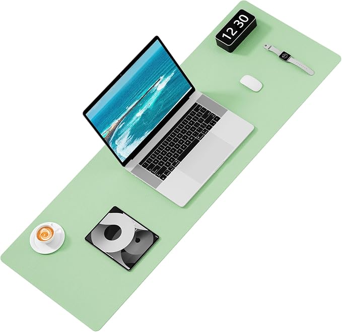 Hsurbtra Desk Pad, 48" x 17" PU Leather Desk Mat, XXXL Extended Mouse Pad, Waterproof Desktop Blotter Protector, Non-Slip Ultra Thin Large Laptop Keyboard Writing Mat for Office Home, Lake Green