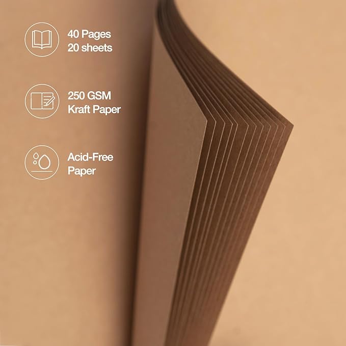 potricher 10 x 10 Inch DIY Scrapbook Album 40 Pages Hardcover Kraft Paper Scrap Book Photo Albums Memory Book for Wedding and Anniversary Family (Yellow, 10 Inch)