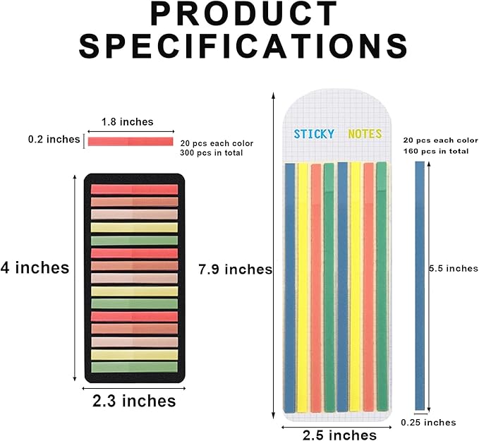 Potanro Sticky Tabs 2300 Pcs Translucent Sticky Tabs 10 Sheets Highlighter Book Tape Long Highlighting Sticky Tabs for Annotating Books, Aesthetic Office Suppliesbook for Annotating Books