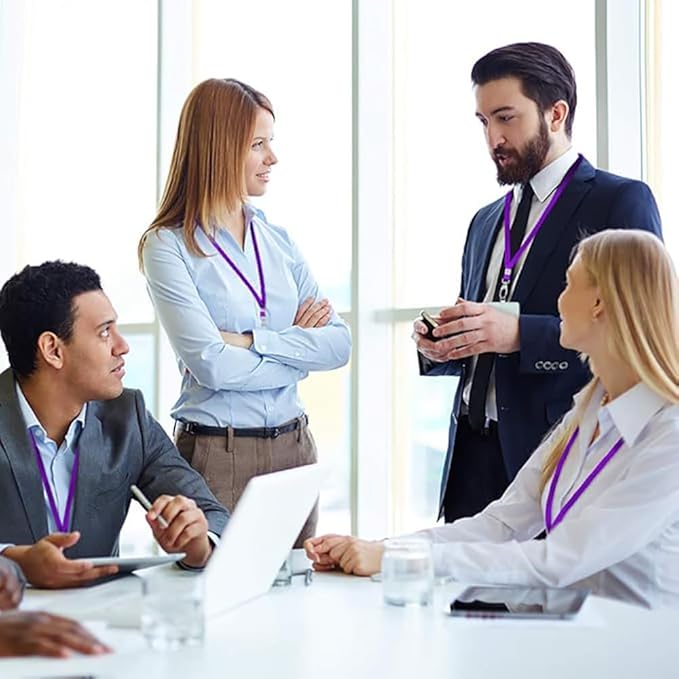 10pack Lanyards for Id Badges Holder Bulk Lanyard with Clip Swivel Hooks for Name Tag ID Badge Holder,Students, Employees (10, Purple)