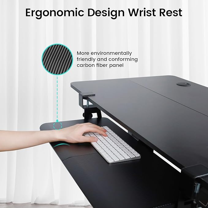 Large Keyboard Tray Under Desk Slide Out with Extra Sturdy C Clamp Mount System,26'' (30'' including Clamps) x11 Slide-Out Keyboard Drawer Under Desk for Typing,Keyboard Mouse Tray,Black