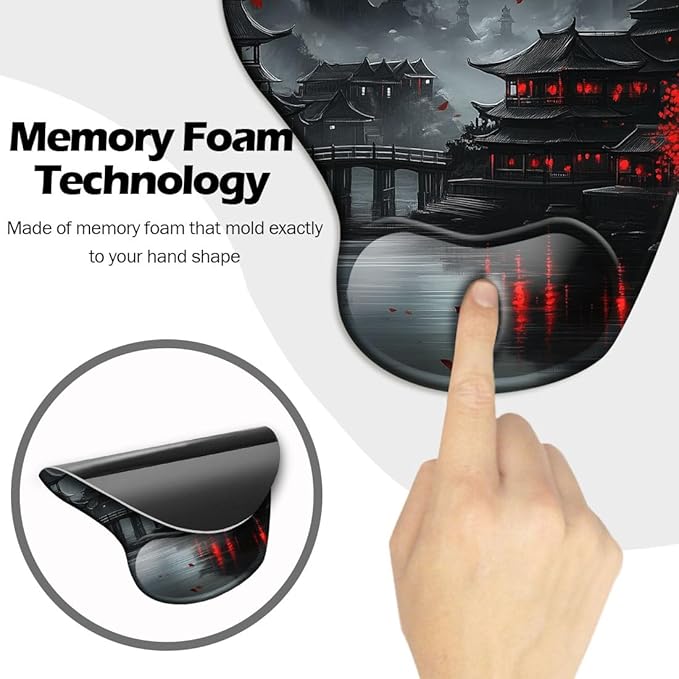 Ergonomic Mouse Pad with Wrist Rest,Gaming Mouse Pad with Wrist Support,Funny Mouse Pads for Desk,Computer Mousepad with Non-Slip Pain Relief PU Base,Cute Office Desk Accessories,Full Moon