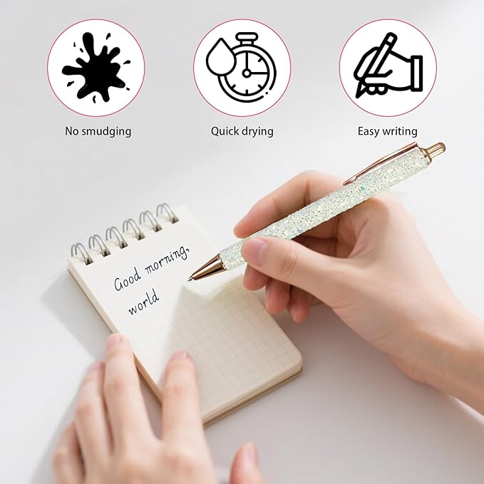 100 Pcs Fancy Pens Bulk Pretty Cute Glitter Ballpoint Sparkly Metal Pens Black Journaling Ink Pen Medium Point 1.0 mm for Women Nurse Teacher School Office Graduation Gift