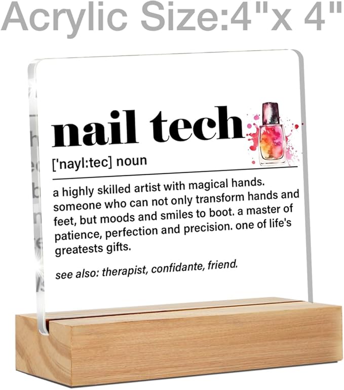 Nail Tech Gifts, Nail Artist Manicurist Nail Tech Thank You Gifts Graduation Gifts, Nail Tech Definition Clear Desk Decorative Sign Beauty Room Nail Salon Acrylic Decor
