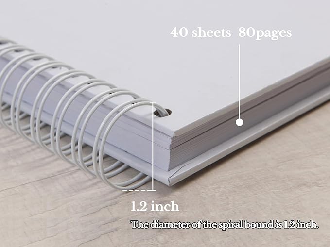 potricher 12 x 12 Inch Large DIY Scrapbook Photo Album 80 Pages Thick Kraft Blank White Paper Memory Book for Wedding and Anniversary Family (White, 12 Inch)