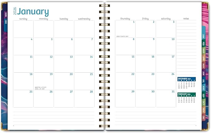 HARDCOVER 2026 Planner, 8.5"x11": 14 Months (November 2025 - December 2026), Daily Weekly Monthly Planner, Yearly Agenda, Bookmark, Pocket Folder and Sticky Note Set (Summer Bliss)