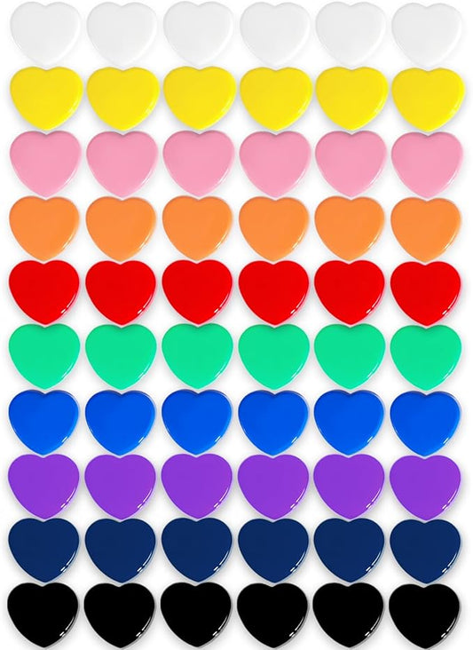 Fridge Magnets, 60 Pcs Mini Cute Magnets for Fridge, Locker, Kitchen, Office (10 Colors, Heart)
