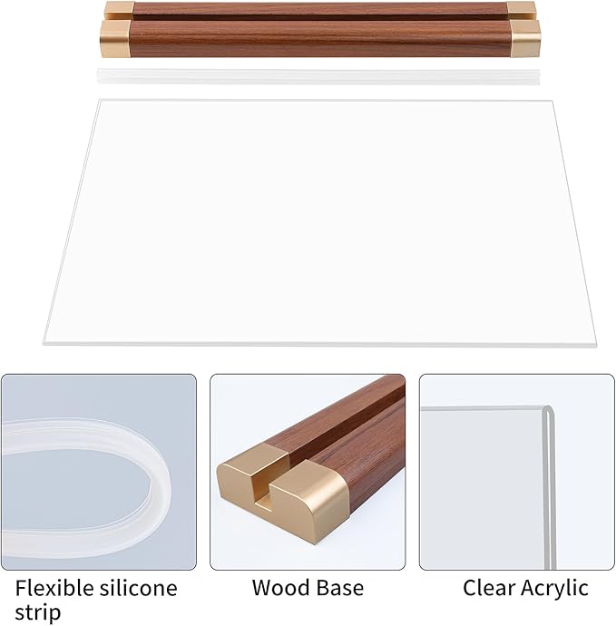 Acrylic Sign Holder 8.5 x 11 with Wood Color Base, 3 Pack Clear Tabletop Double-Sided T Shape Display Sign Frame Horizontal for Store/Coffee Shop/Office/Hotel Business Display Holder