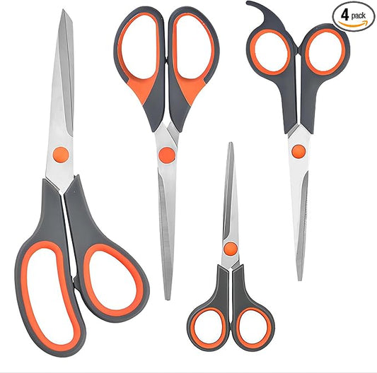 Professional Paper Cutting Scissors 4 Pack, Office Craft Scissors Set with Ultra Sharp Blades for Adults, Art Projects, Gift Wrapping