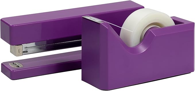 JAM PAPER Office & Desk Sets - 1 Stapler & 1 Tape Dispenser - Purple - 2/Pack