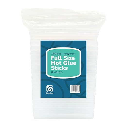 100 pcs Full Size Hot Glue Sticks for Large Glue Gun, 0.43x6 inches Large Glue Sticks, Bulk-Pack for Arts Crafts DIY Fabric Gluing & More