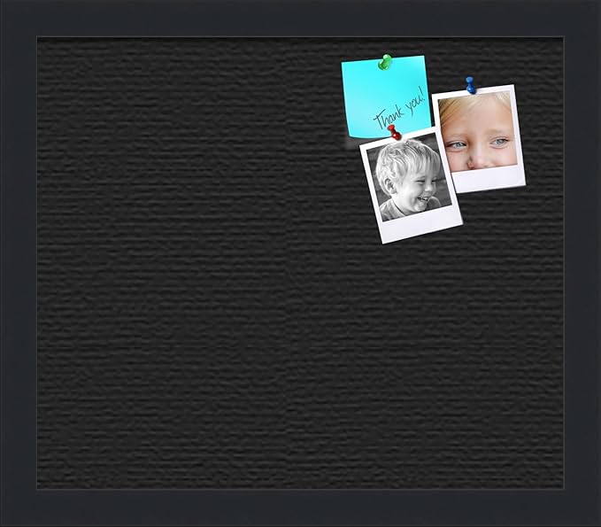 PinPix 14x12 Inch Cork Bulletin Board. This Decorative Framed Pin Board Comes with Dark Stone Design and a Satin Black Frame. Ideal for Home Office Decor or Message Board (PinPix-1808)
