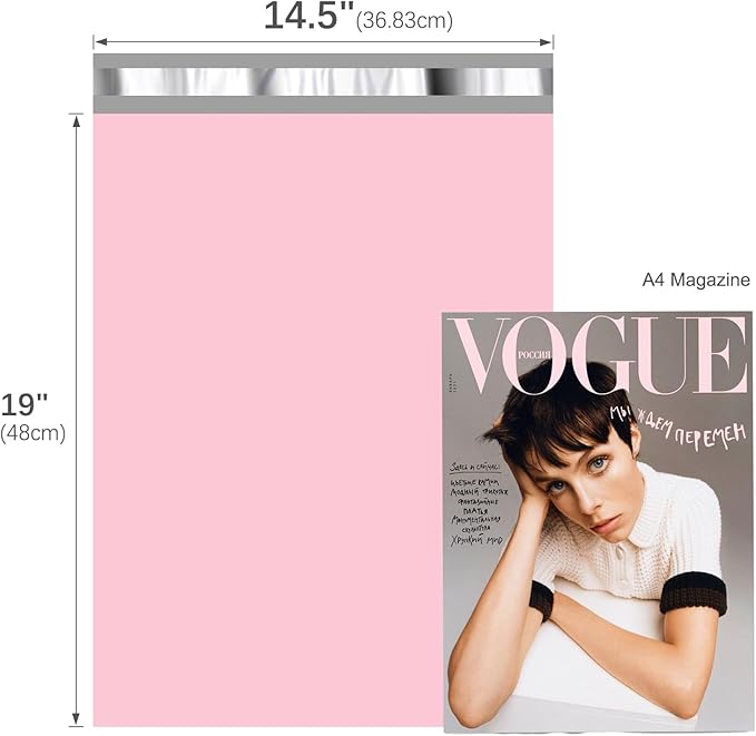 Fuxury 500 Pcs Poly Mailers 14.5x19 Inch, Bulk Shipping Bags for Clothing, Strong Adhesive Shipping Envelopes for Small Business Suppliers,Waterproof Mailers Poly Bags Mailing Envelopes Pink