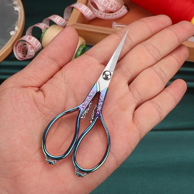 Titanium Coating Sewing Scissors Bundle, Professional Fabric Scissors Set, Ultra-Sharp Stainless Steel Blades, Ergonomic Handle, Great for Tailor, Embroidery, Craft, 9.1"/8.4"/5.5"/4.4"