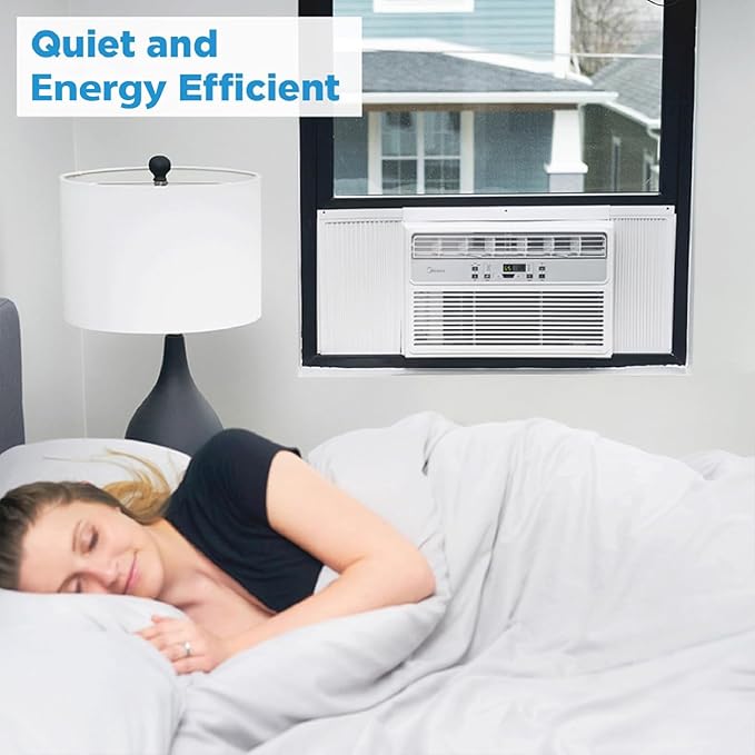 Midea MAW08R1BWT EasyCool 8,000 BTU Window Air Conditioner, Fan-Cools, Circulates and Dehumidifies up to 350 Sq Ft, Reusable Filter, LCD Remote Control, White