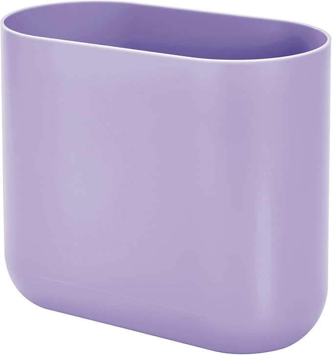 iDesign Small Oval Plastic Trash Ideal for Bathroom, Bedroom, or Office-Wisteria Purple Waste Can