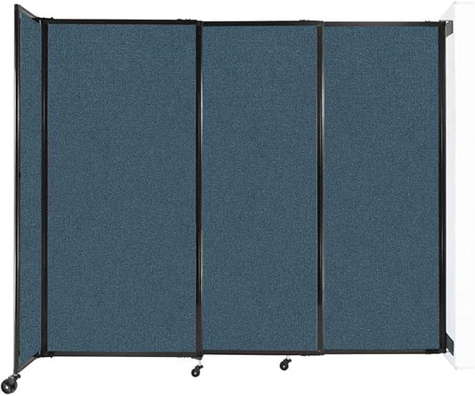 Wall-Mounted Sliding StraightWall Room Divider | Adjustable Widths | Locking Wheels | Room Separator | Up to 7'2" Wide x 6' Tall Caribbean Fabric Panels