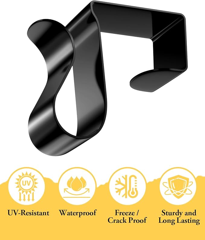 Gutter Clips for Hanging Outdoor Lights: 50 Pcs Metal Black Christmas Light Clips for outside String Lights - Weatherproof Gutter Clips for Xmas Halloween Seasonal Rope Mini Decoration Lights