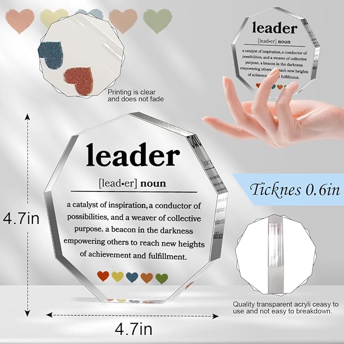 Thank You Gifts for Leader Boss Mentor Supervisor PM Retirement Leaving Coworker Farewell Bosses Day Promotion Celebration Christmas Birthday Work Office Gift Great Leaders Decorative Signs Plaques