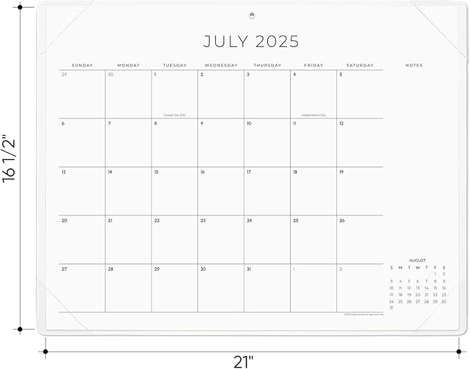 Cabbrix Simplified Desk Calendar 2025-2026 with Desktop Mat, Desk Pad Calendar Large 21" x 16-1/2" Covering July 2025 to June 2026, Monthly Desktop Calendar for Home School and Office (Beige)