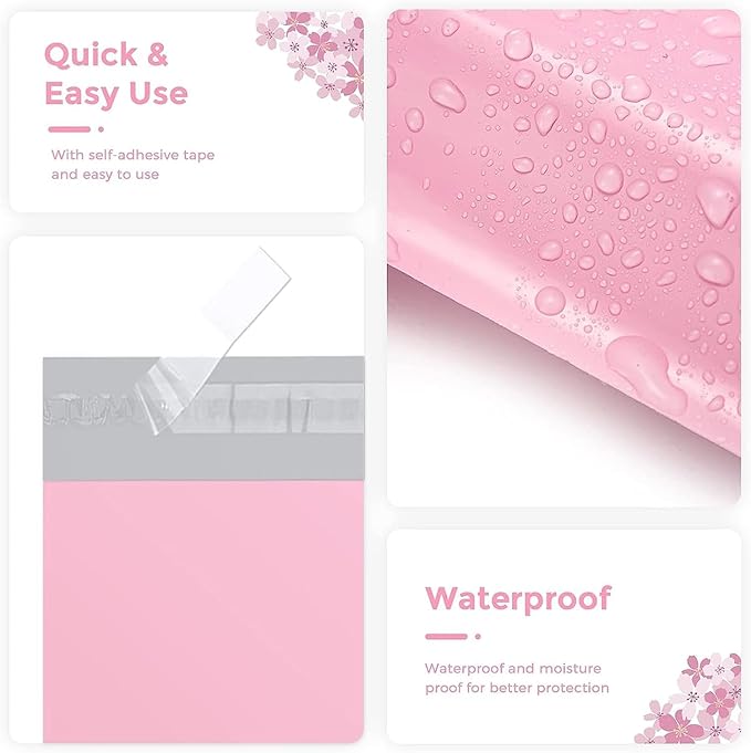 Metronic Poly Mailers 19x24 Inch 500 Pcs, Large Shipping Bags for Clothes, Shipping Envelopes for Small Business, Strong Adhensive Mailing Bags Packaging Bags, Light Pink