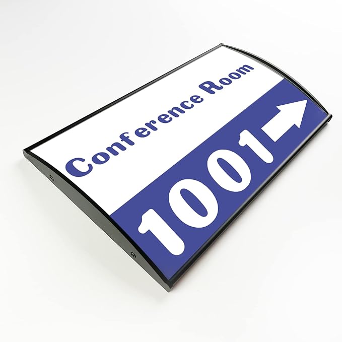 Office Sign Holder for Door - Curved Mount Name Plate Holder Frame Display 10 x 6 Inches Sturdy Aluminum with Adhesive Tape , Plastic Film Included