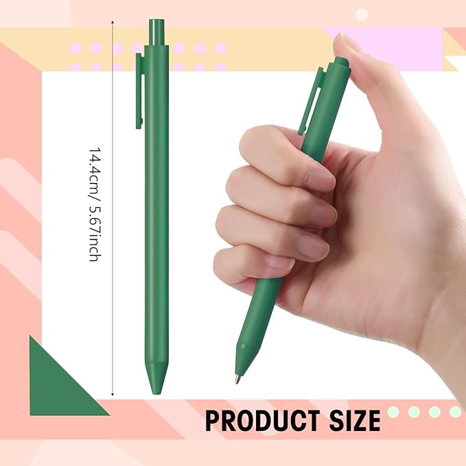 Fulmoon 50 Pcs Ballpoint Pens Bulk Retractable Comfortable Writing Pens Cute Back to School Supplies in Medium Point 1.0 mm for Teacher Student Bridal Shower Baby Shower (Avocado Green)