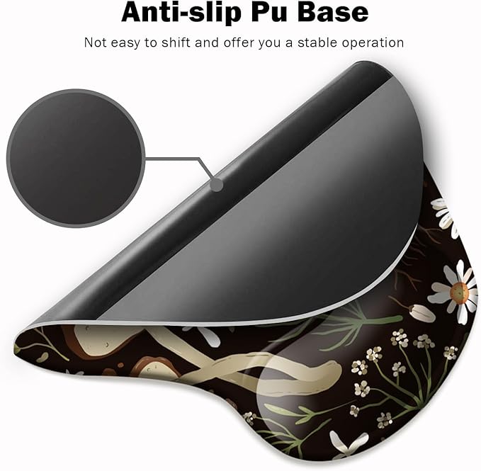 Ergonomic Mouse Pad with Wrist Support and Coaster,Mouse Pads with Non-Slip PU Base for Home Office Working Studying Easy Typing & Pain Relief Daisy