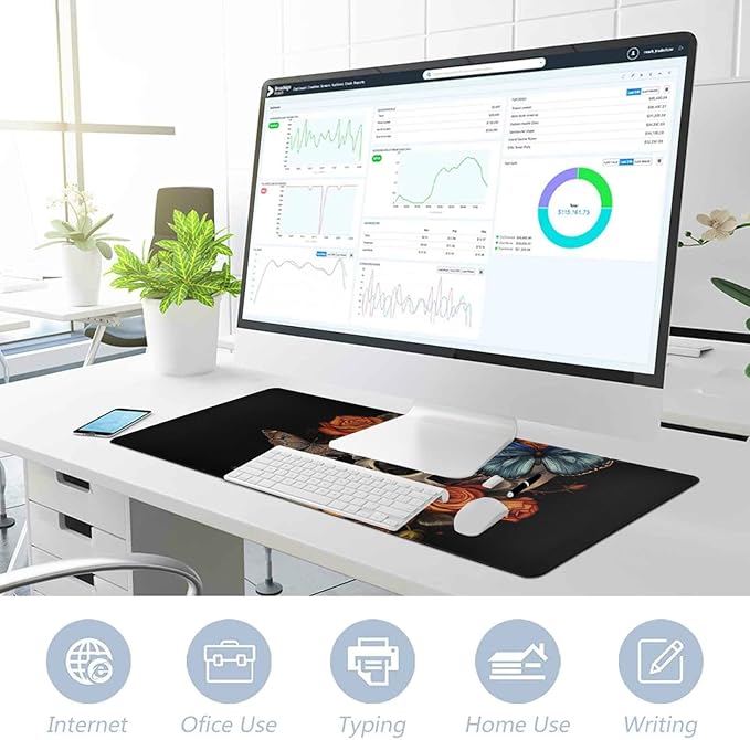 Day of The Dead Skull XL Mouse Pad - Non-Slip Mouse Pad Protector for Gaming and Office, Large 35.5x16 Inch Easy Gliding Computer Mouse Pad with Rubber Base