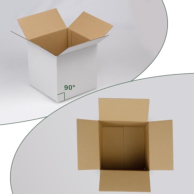 6x6x6 Inches Shipping Boxes Set of 40, White Corrugated Cardboard Box Literature Mailer for Packing Small Business