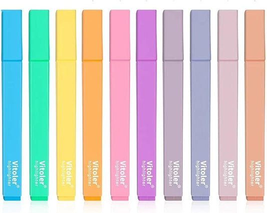 Highlighters,10Pcs Bible Highlighters,Chisel Tip Bible Markers,Pastel Purple Highlighter for Journaling Planner Notes School Supplies, assorted colors no bleed Pens