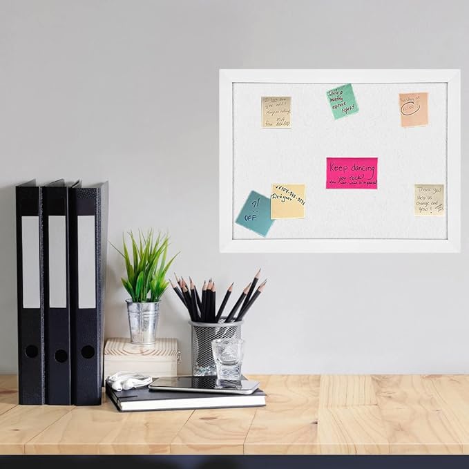 TORASO Cork Board Bulletin Board, Cork Boards for Walls with Pins, Eye Bolts, gaskets, Screws, Pin Board for Office, School and Home (White, 17“x23-1P)