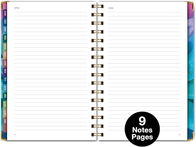 HARDCOVER 2026 Planner, 5.5"x8": 14 Months (November 2025 - December 2026), Daily Weekly Monthly Planner, Yearly Agenda, Bookmark, Pocket Folder and Sticky Note Set (Rainbow Petals)