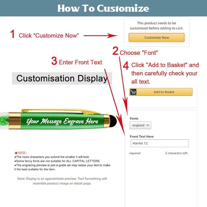 Ancolo Engraved BallPens with Stylus Tip Medium Point - Nice writing Pens - Engraved with Your Name Slogan, Perfect for Men and Women Girls boys 10 Pens/Box