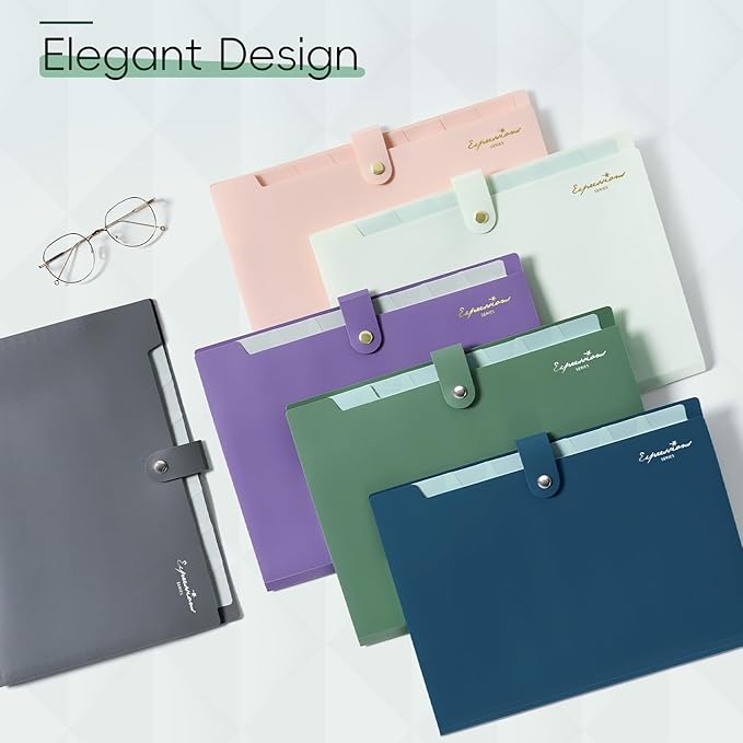 Sooez Elegant Accordion File Organizer, 8 Pocket Expanding File Folders with Labels, Portable Folder for Documents, Cute Paper Organizer for School Office Supplies, Letter Size, Light Green