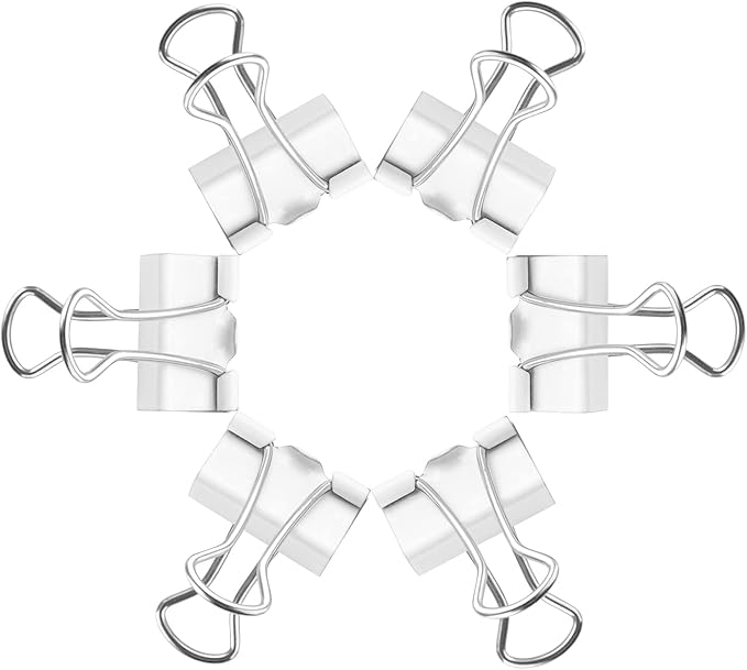 Small White Mini Binder Clips, 3/4 Inch (19mm), 50 Pack