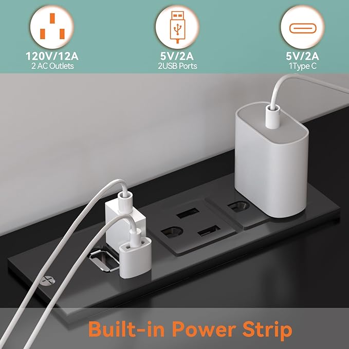 Dresser with Power Outlets and LED Lights Wooden 6 Drawer Dresser with Large Organizer Tall Black Drawer for Bedroom Modern Chest of Drawers Closet for Living Room Kids Room