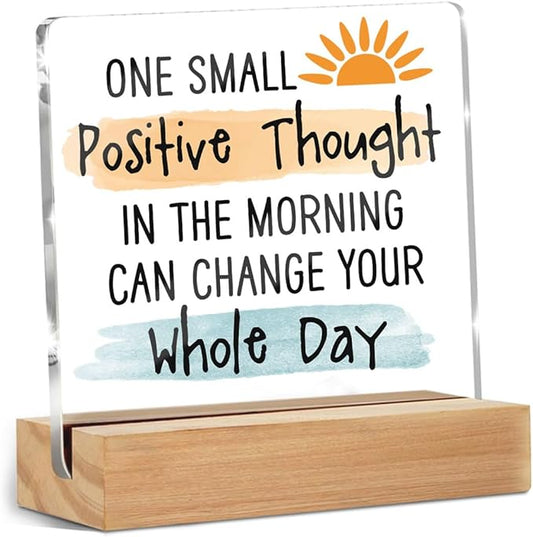 Inspirational Sunshine Gifts for Women Men Coworkers Friends, Motivational Reminder Quotes Desk Decor Acrylic Sign, Positive Affirmations Desk Accessories Signs for Table Top Cubicle Office Decor